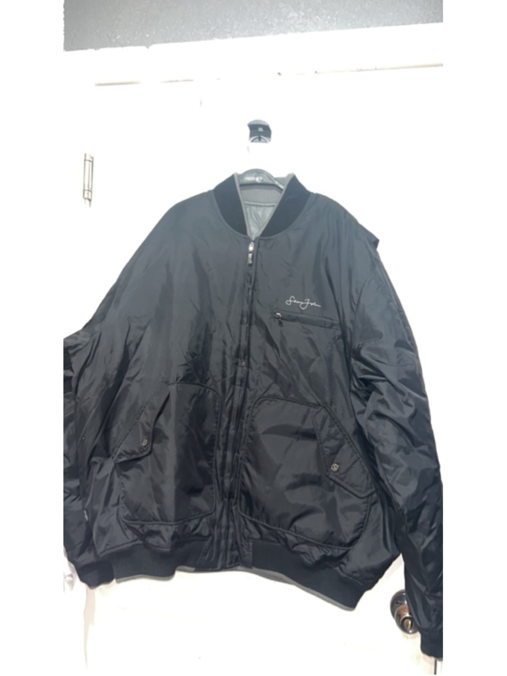 Men's Sean John Reversible Bomber Jacket 3XL Black Gray